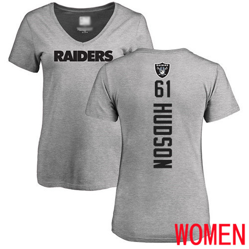 Oakland Raiders Ash Women Rodney Hudson Backer NFL Football #61 T Shirt